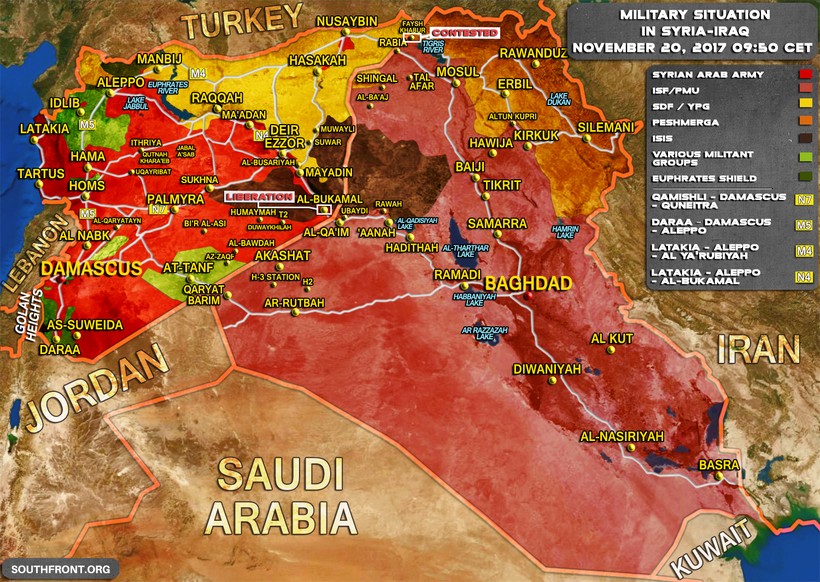 Tổng quan tình hình chiến sự Syria - Iraq tính đến ngày 20.11.2017 theo South Front