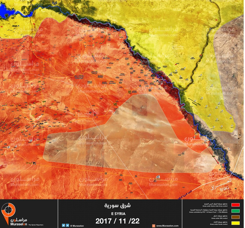 Bản đồ tình hình chiến sự thung lũng phía tây sông Euphrates - ảnh Muraselon