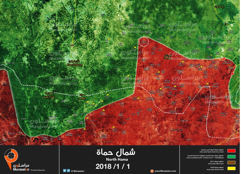 Chiến tuyến vùng nông thôn phía nam tỉnh Idlib - ảnh Muraselon