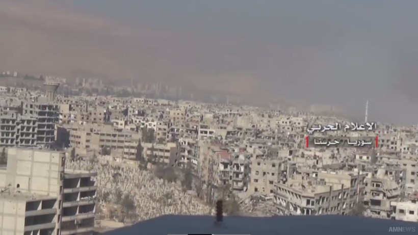 Khu vực chiến trường quận Harasta. Đông Ghouta - ảnh truyền thông Hezbollah