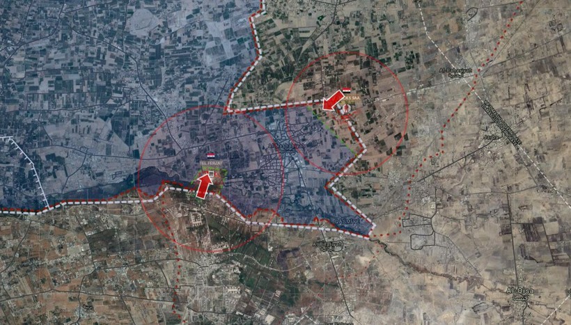 Hai mũi tiến công của sư đoàn cơ giới số 4 đánh vào Đông Ghouta - ảnh Masdar News