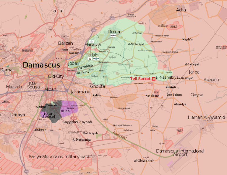 Quân đội Syria chiếm cao điểm Tell Farzat trong khu vực Đông Ghouta - ảnh South Front