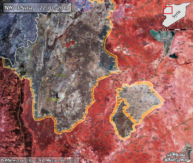 Tình hình chiến sự vùng nông thôn tỉnh Idlib tính đến ngày 22.01.2018 theo South Front