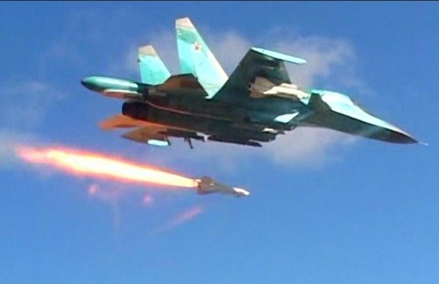 Máy bay chiến đấu Su - 34 Nga không kích, ảnh minh họa Masdar News