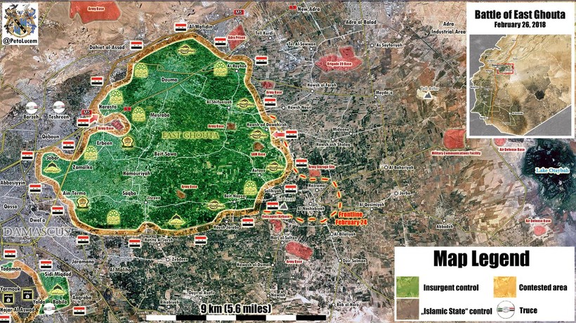 Bản đồ vùng chiến sự Đông Ghouta - ảnh minh họa South Front