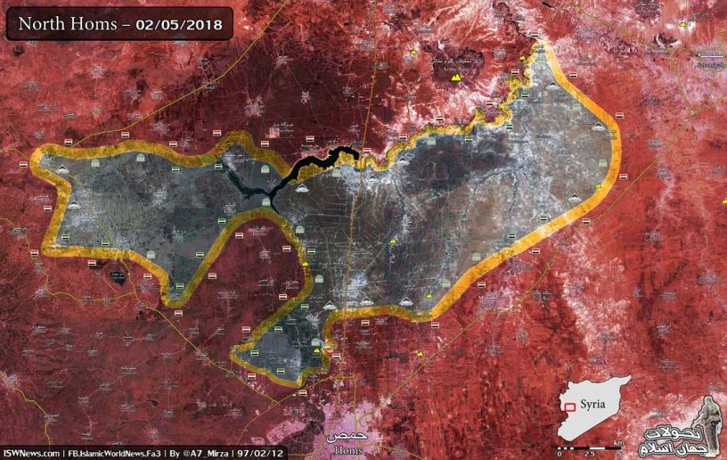 Bản đồ tình hình chiến sự tỉnh Homs. Ảnh Masdả News