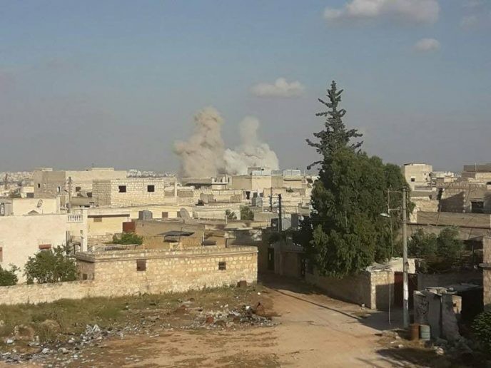 Không quân Nga lần đầu tiên không kích Aleppo. Ảnh Masdar News