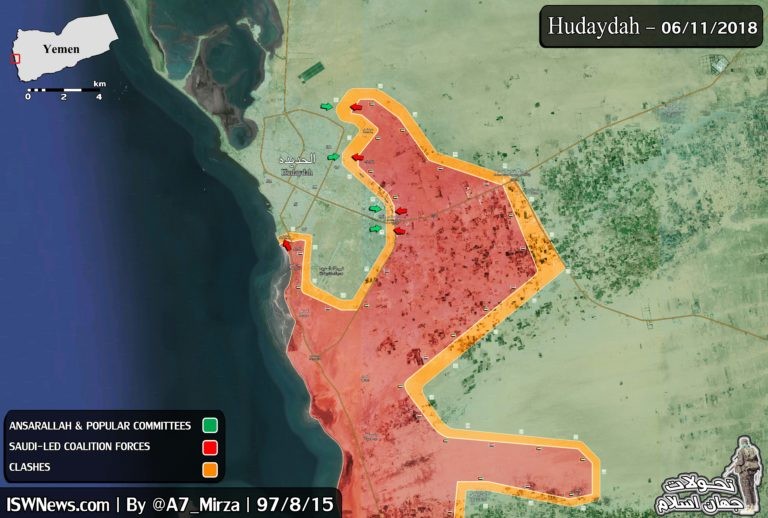 Chiến dịch tấn công của Liên minh quân sự vùng Vinh vào thành phố Yemen al-Hudaydah. Ảnh: South Front.
