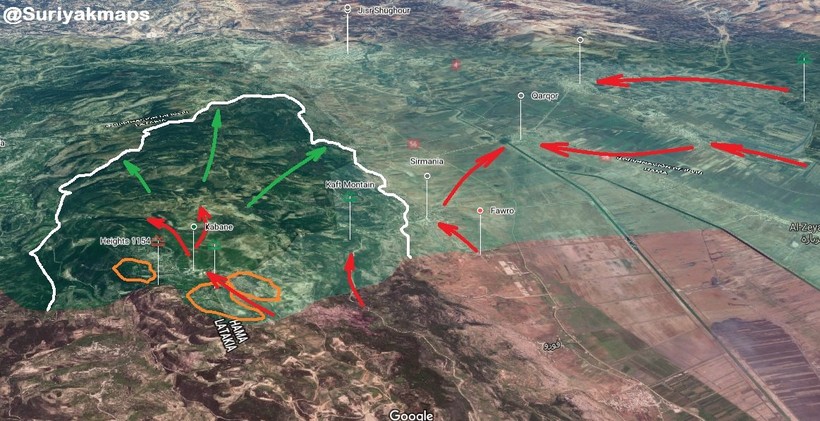 Kế hoạch tiến công của sư đoàn cơ giới số 4 Quân đội Syria trên chiến trường đông bắc Lattakia. Ảnh minh họa South Front