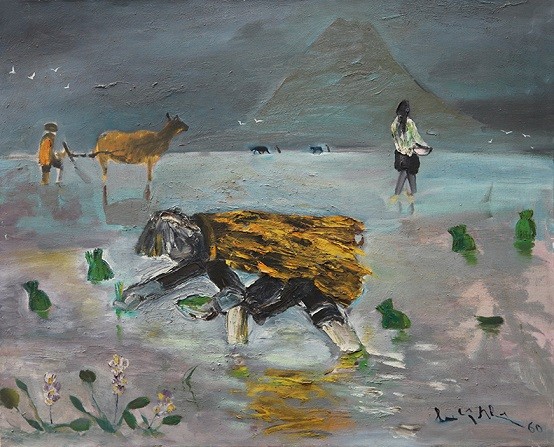 VCCA triển lãm bộ sưu tập tranh đồ sộ nhất của Lưu Công Nhân ảnh 2 Đi cấy (1960) - Sơn dầu trên toan - 81x100cm. Nguồn ảnh: Tư liệu của G39 và nhà sưu tập