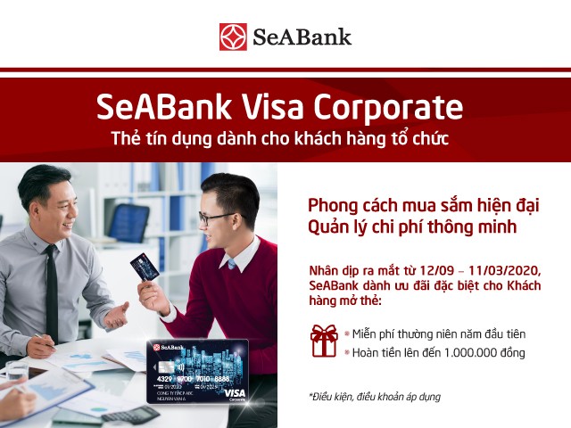 Với thẻ SeABank Visa Corporate, doanh nghiệp có thể thực hiện các giao dịch thẻ như: rút tiền, thanh toán tại POS, thanh toán trực tuyến… 