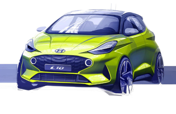 Phác thảo thiết kế của mẫu xe Hyundai i10 2020.
