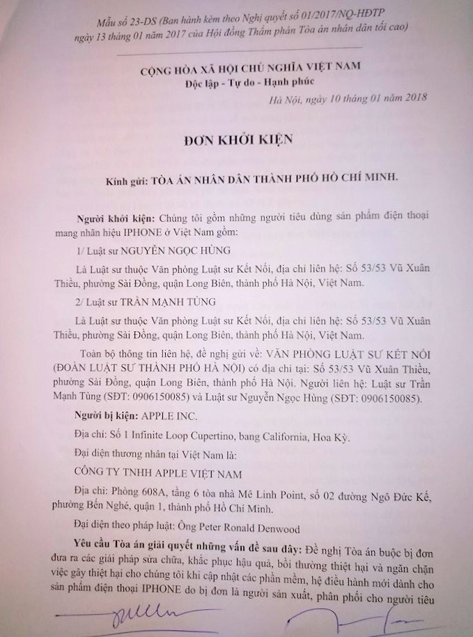 Người dùng Việt Nam bắt đầu khởi kiện Apple ảnh 2 Người dùng Việt Nam bắt đầu khởi kiện Apple ảnh 2