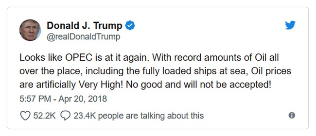 Trump bất ngờ “hướng mũi dùi” vào OPEC, giá dầu lập tức biến động ảnh 1 Trump bất ngờ “hướng mũi dùi” vào OPEC, giá dầu lập tức biến động ảnh 1