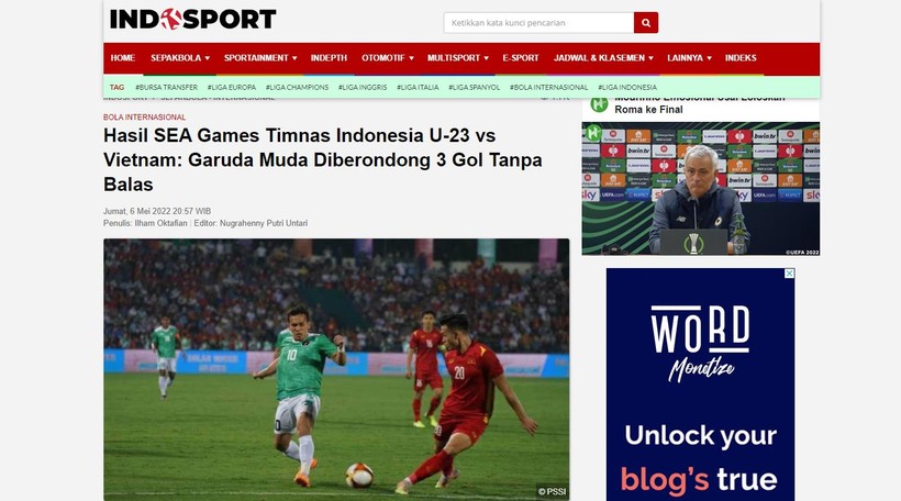 Bài viết trên tờ Bola Indonesia