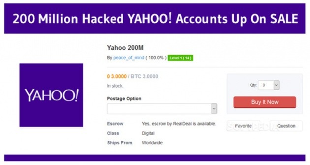 Tất cả dữ liệu tài khoản Yahoo sẽ bao gồm ngày sinh, tên người dùng, mật khẩu và cả email dự phòng... được giao bán- (Ảnh minh họa).