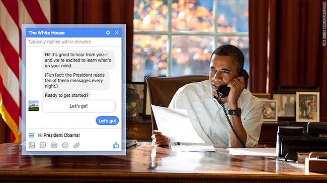 Mỗi ngày, ông Obama sẽ trả lời 10 tin nhắn Messenger được gửi đến từ người dân.