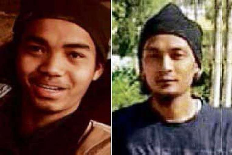 Tên Mohd Amirul Ahmad Rahim (trái) tham gia đánh bom tự sát tại Raqqa, Syria ngày 29/12 và tên Mohamad Syazwan Mohd Salim (phải) đánh bom liều chết tại Tikrit, Iraq ngày 3/1 (Ảnh: Straitstimes)