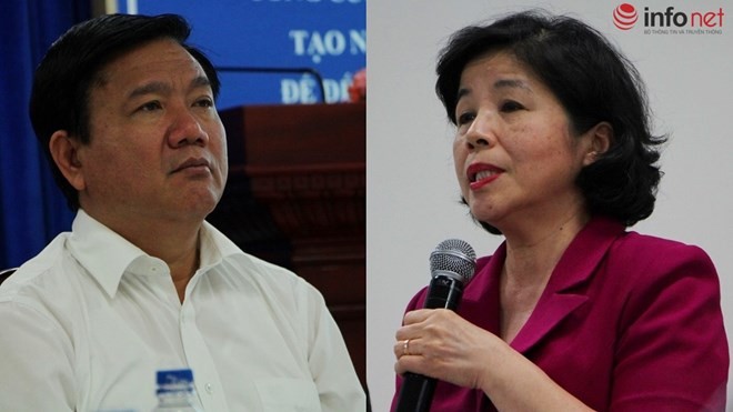 Bí thư Thành ủy TP.HCM Đinh La Thăng và bà Mai Kiều Liên đối thoại trong buổi làm việc ngày 1/3.