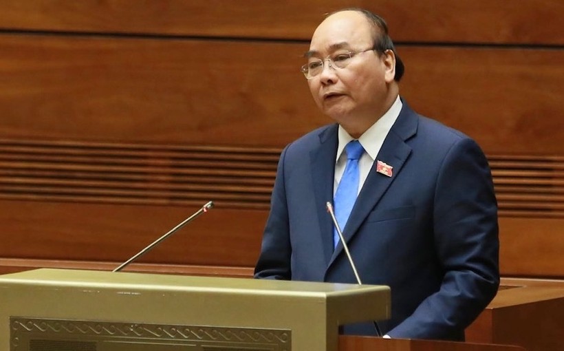 Thủ tướng Nguyễn Xuân Phúc phát biểu trước Quốc hội. Ảnh VGP/Nhật Bắc