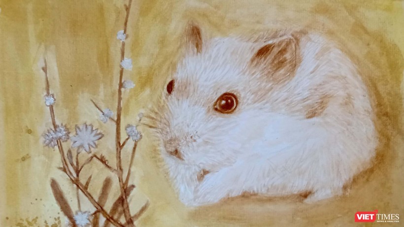 Tranh chuột đón Tết Canh Tý 2020 được vẽ bằng màu tự nhiên 