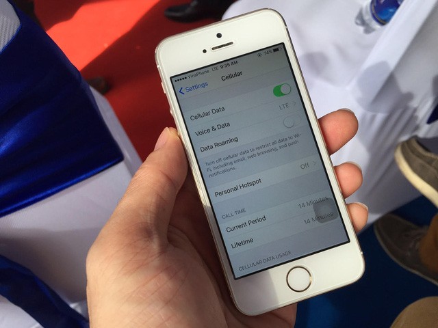 Máy iPhone 5S chạy nền iOS 9.2 đã kết nối thành công 4G-LTE của nhà mạng