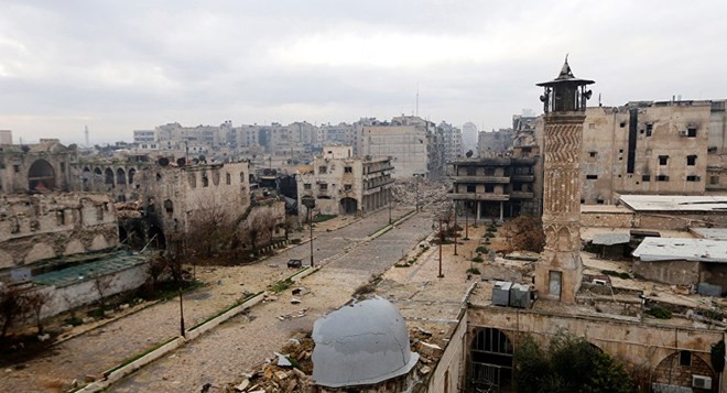Cảnh hoang tàn ở thành phố Aleppo. (Nguồn: Reuters)