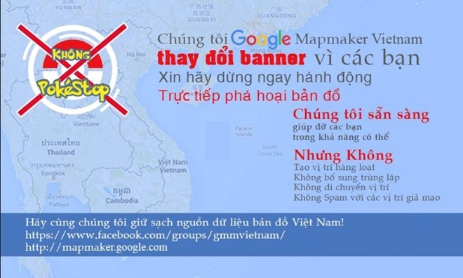 Banner kêu gọi dừng phá hoại Bản đồ Google vì… Pokestop