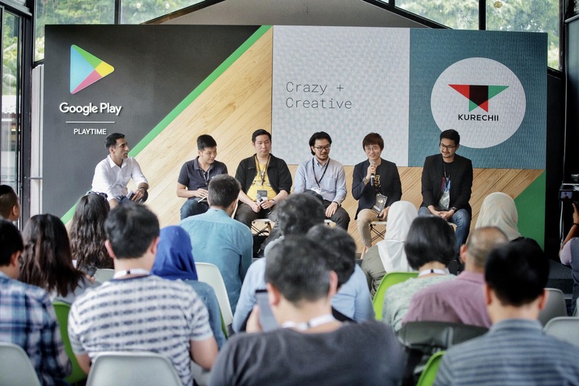 Nguyễn Tuấn Cường đại diện Amanotes (thứ 2 bên trái qua) cùng các nhà phát triển ứng dụng đến từ Châu Á Thái Bình Dương. Ảnh: Google.