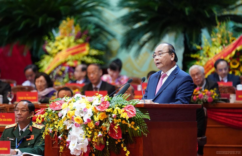 Thủ tướng Nguyễn Xuân Phúc phát biểu tại Đại hội.