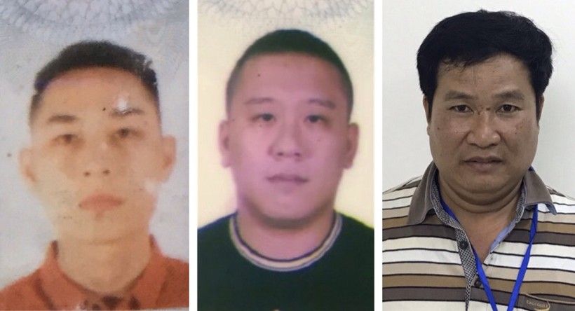 3 bị can bị khởi tố gồm: Mai Tiến Dũng (áo đỏ), Nguyễn Bảo Trung (áo đen)
và Phạm Văn Hiệp (áo kẻ ngang). Ảnh: BCA.