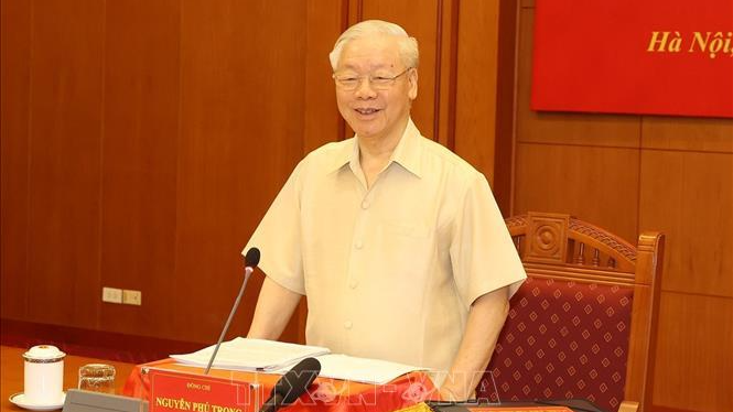 Tổng Bí thư Nguyễn Phú Trọng phát biểu chỉ đạo phiên họp. 