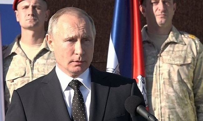 Tổng thống Nga Vladimir Putin tuyên bố chiến thắng quân sự ở Syria (ảnh: Strategic Culture)