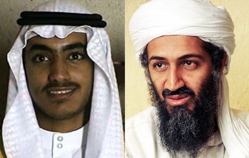 Hamza bin Laden (trái) và cha mình là trùm khủng bố Osama bin Laden (Ảnh: Getty)