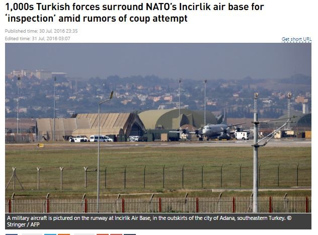 1000  binh sỹ Thổ Nhĩ Kỳ bao vây căn cứ Incirlik