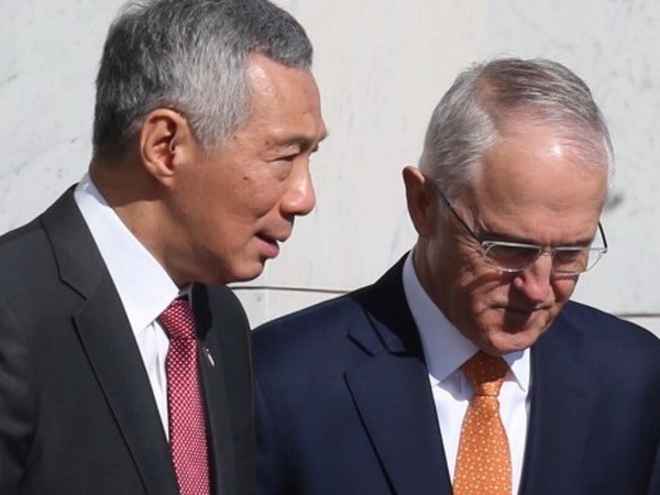 Thủ tướng Australia Malcolm Turnbull và Thủ tướng Singapore Lý Hiển Long. (Nguồn: afr.com).