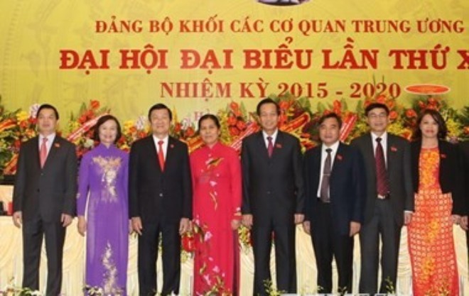 Chủ tịch nước Trương Tấn Sang với các đại biểu dự Đại hội. (Ảnh: Nguyễn Khang/TTXVN)