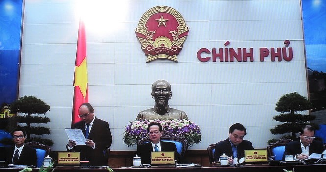 Thủ tướng Nguyễn Tấn Dũng chủ trì hội nghị trực tuyến của Chính phủ với các địa phương - Ảnh: V.V.T