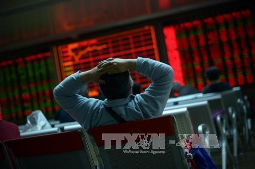 Nhà đầu tư theo dõi tỉ giá chứng khoán tại thủ đô Bắc Kinh, Trung Quốc ngày 8/1. Ảnh: AFP/TTXVN