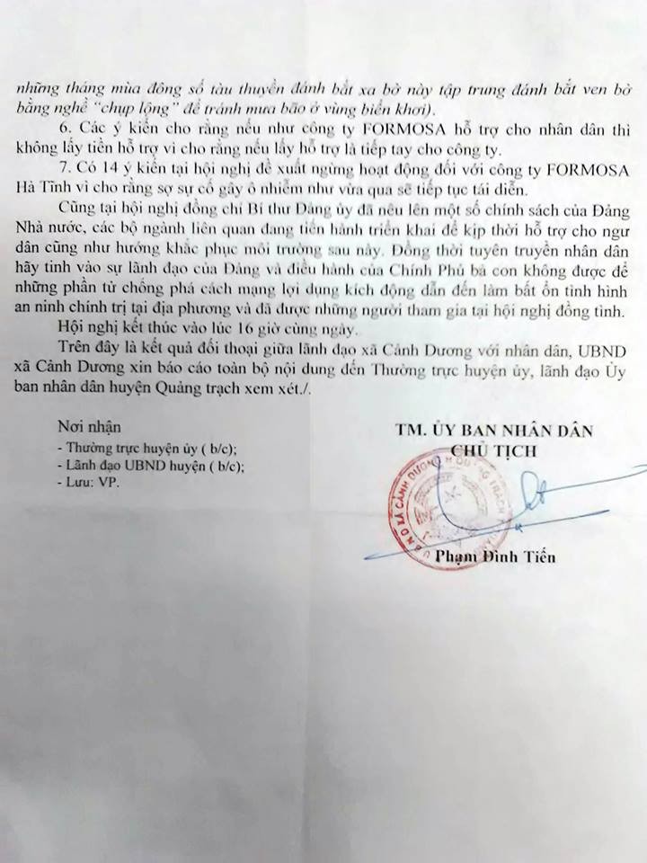 Quảng Bình: Ngư dân Cảnh Dương nêu 7 kiến nghị sau thảm họa cá chết ảnh 2 Quảng Bình: Ngư dân Cảnh Dương nêu 7 kiến nghị sau thảm họa cá chết ảnh 2
