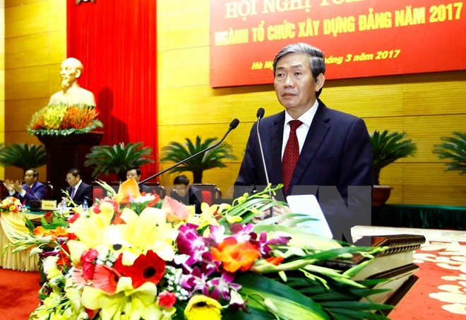 Ông Đinh Thế Huynh, Ủy viên Bộ Chính trị, Thường trực Ban Bí thư phát tại hội nghị. (Ảnh: An Đăng/TTXVN)
