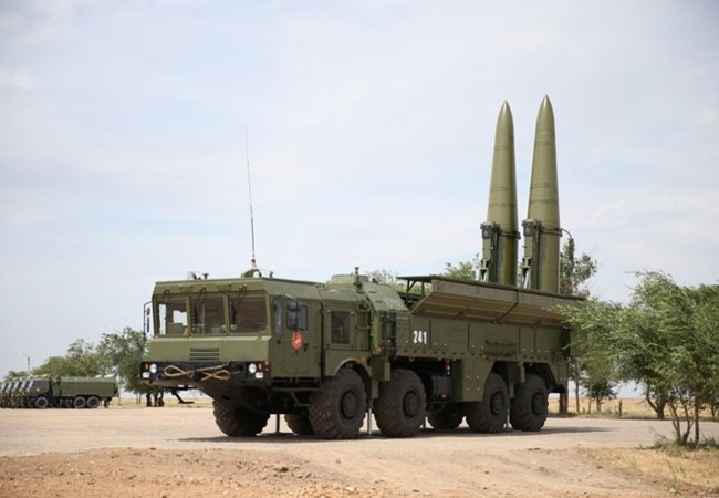 Dàn phóng tên lửa Iskander-M trong một cuộc diễn tập - Ảnh: Bộ Quốc phòng Nga