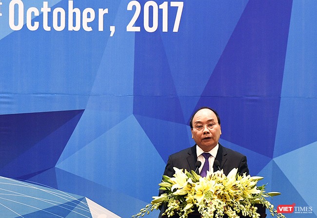Thủ tướng Chính phủ Nguyễn Xuân Phúc phát biểu khai mạc Hội nghị Bộ trưởng Tài chính APEC 2017 diễn ra sáng 21/10