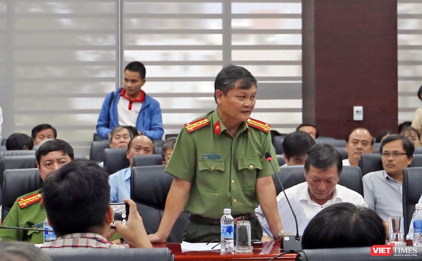 Đại tá Nguyễn Đức Dũng, Trưởng phòng Tham mưu tổng hợp, Công an TP Đà Nẵng trả lời tại Họp báo.