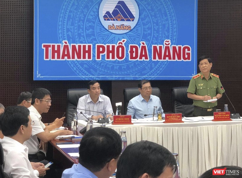 Trung tướng Nguyễn Văn Sơn - Thứ trưởng Bộ Công an phát biểu tại đầu cầu TP Đà Nẵng