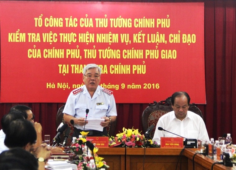 Tổng Thanh tra Chính phủ Phan Văn Sáu báo cáo kết quả thực hiện nhiệm vụ Thủ tướng giao.