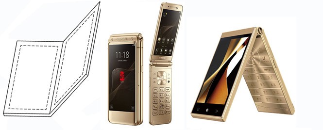 Từ trái qua: Mẫu thiết kế của Apple, Samsung W2017 và Freetel Musashi