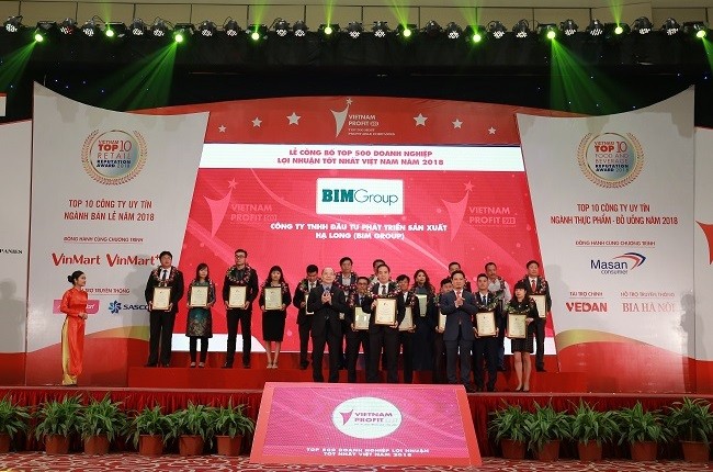 Bim Group trong danh sách Top 500 doanh nghiệp tư nhân lợi nhuận tốt nhất Việt Nam năm 2018/ Ảnh: Bimgroup.com