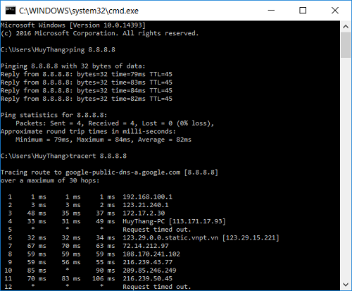 Lệnh ping và tracert để kiểm tra kết nối mạng có thông suốt hay không. Lệnh ping và tracert để kiểm tra kết nối mạng có thông suốt hay không.