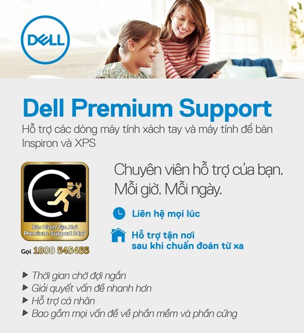 Premium Support là dịch vụ bảo hành dành riêng cho người dùng máy tính Dell XPS và Inspiron.